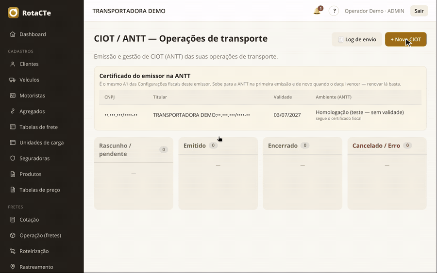 A ANTT confere o CIOT contra o cadastro dela, não contra o nosso.