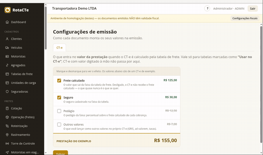 Quatro parcelas decidem o valor da prestação — e a tela mostra a conta acontecendo enquanto você marca.