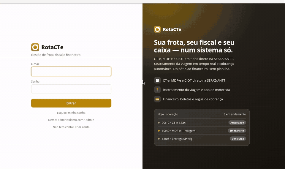 O CT-e autorizado abrindo o formulário do CIOT já preenchido
